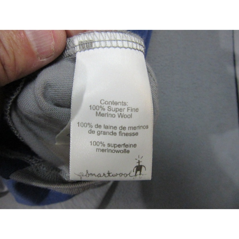 Smartwool Sweatshirt Mens XL Gray Super Fine Merino Wool 1/4 Zip Blue Accent - Picture 5 of 10